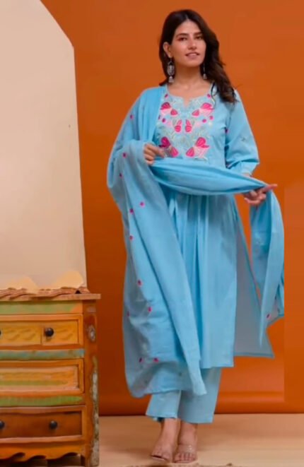 Cotton set with embroidery work